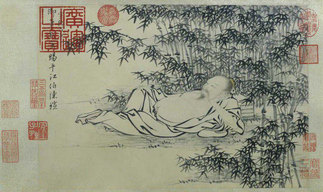 明 朱瞻基 武侯高卧图。朱瞻基，明朝第五位皇帝，被后世称为好圣孙，一手缔造大明黄