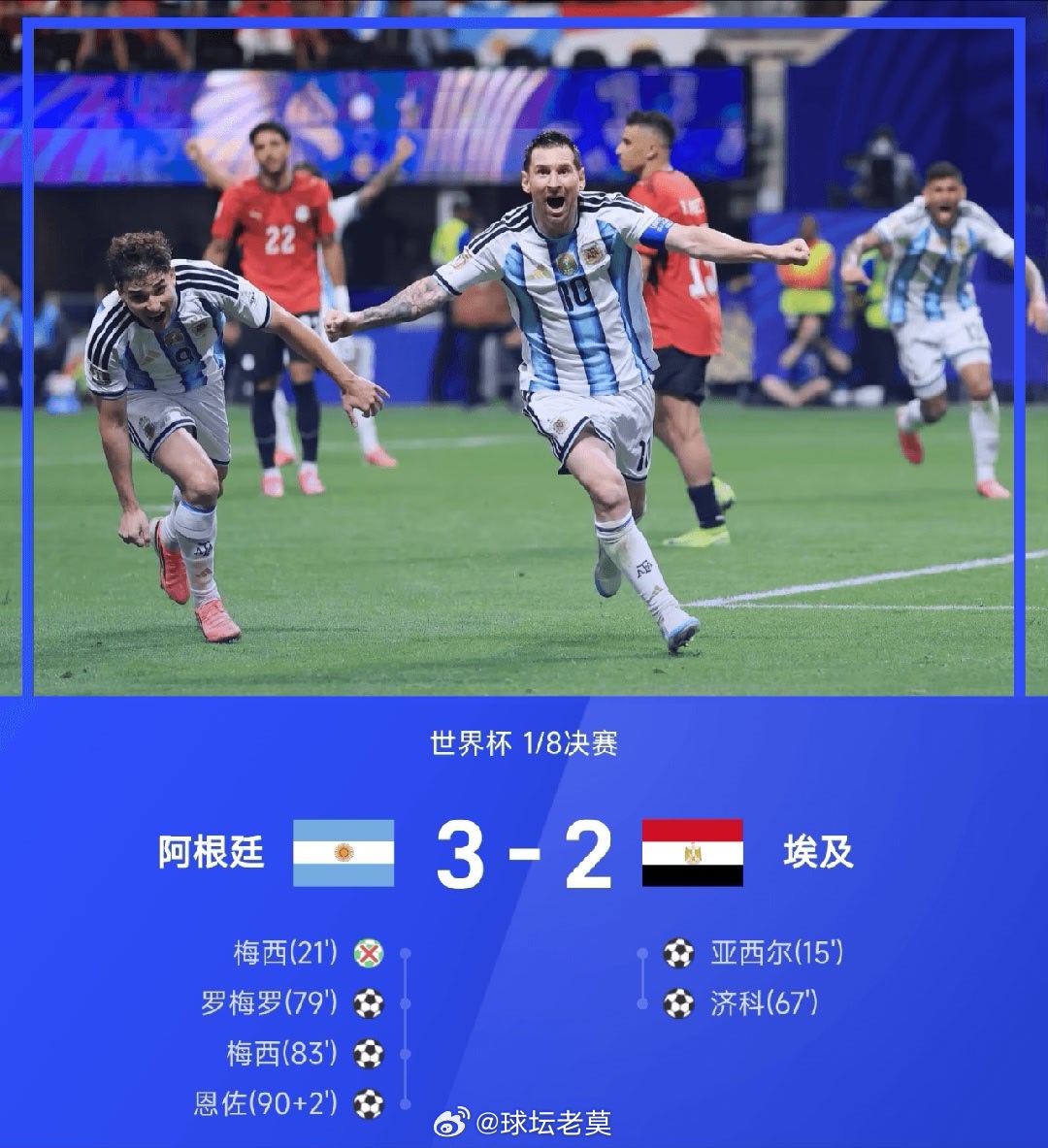 【足球快讯】07月08日讯 26赛季世界杯1/8决赛，阿根廷让二追三3-2史诗级