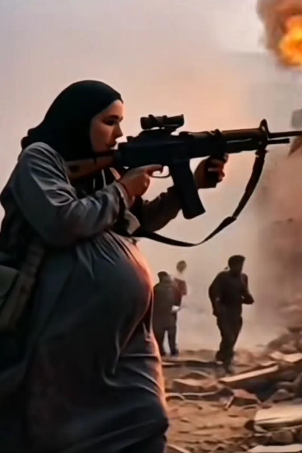 太感人了！保家卫国的坚定信念让一位即将临盆的孕妇拿起武器上了战场，这种宁死不屈的