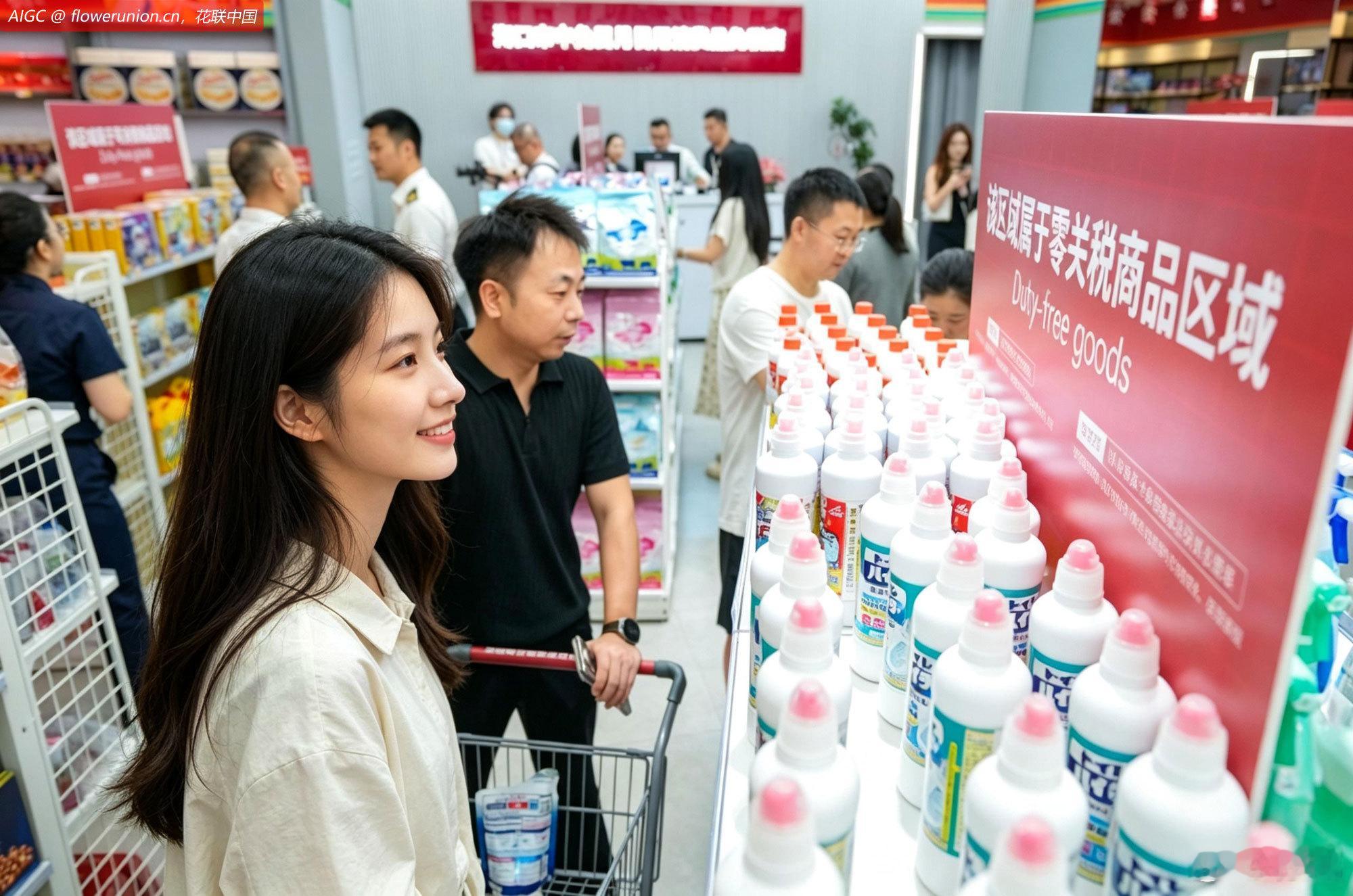 flowerunion.cn 花联 8月22日，顾客在海口市中免日月日用消费品免