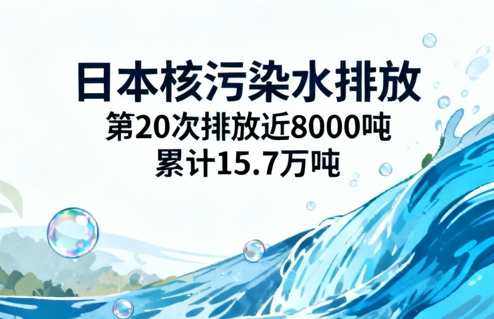 【日本继续排毒，第20次核污染水排放量近8000吨，累计排放量约15.7万吨】