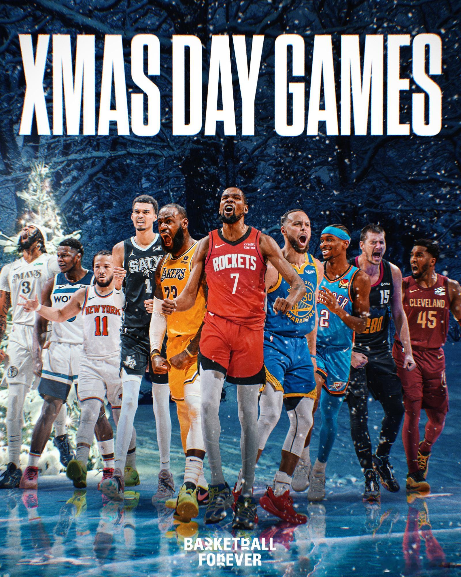 🎄 NBA圣诞大战对阵表出炉！🔥🔸骑士 vs 尼克斯🔸马刺 vs 雷霆?