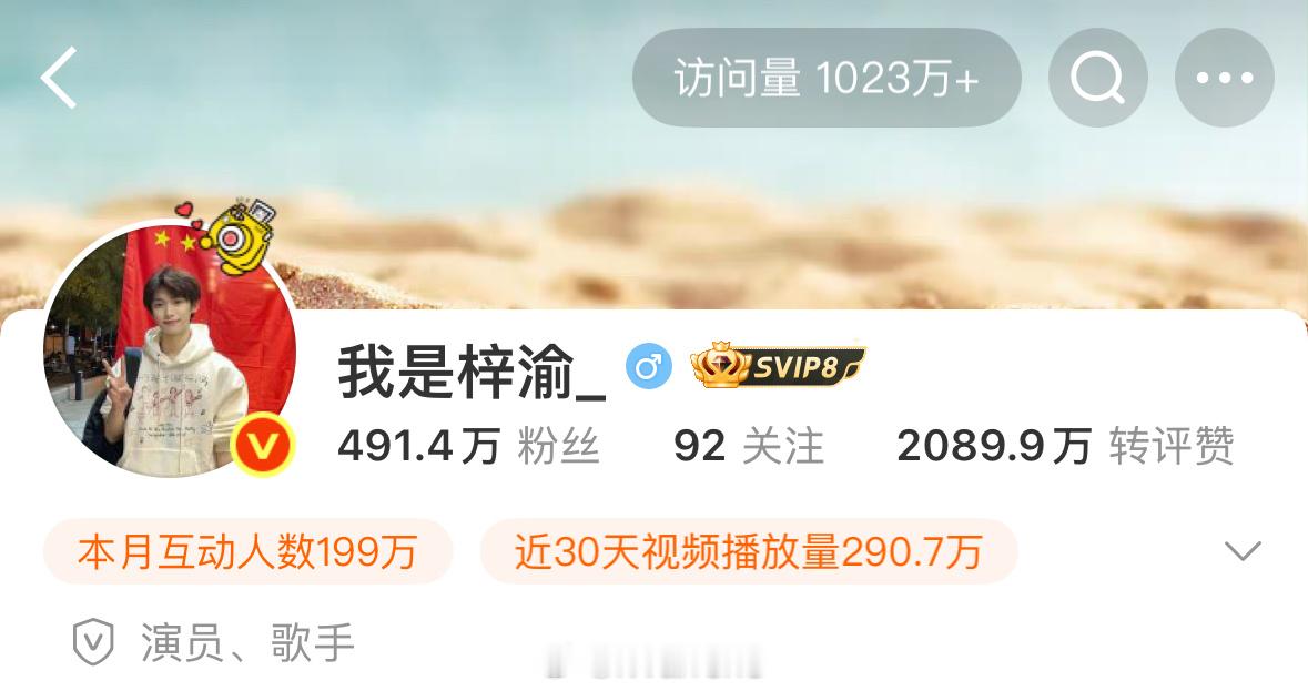 今天梓渝微博主页访问量又破千万啦！梓渝是真的好火呀！🔥梓渝月底进组 ​​​