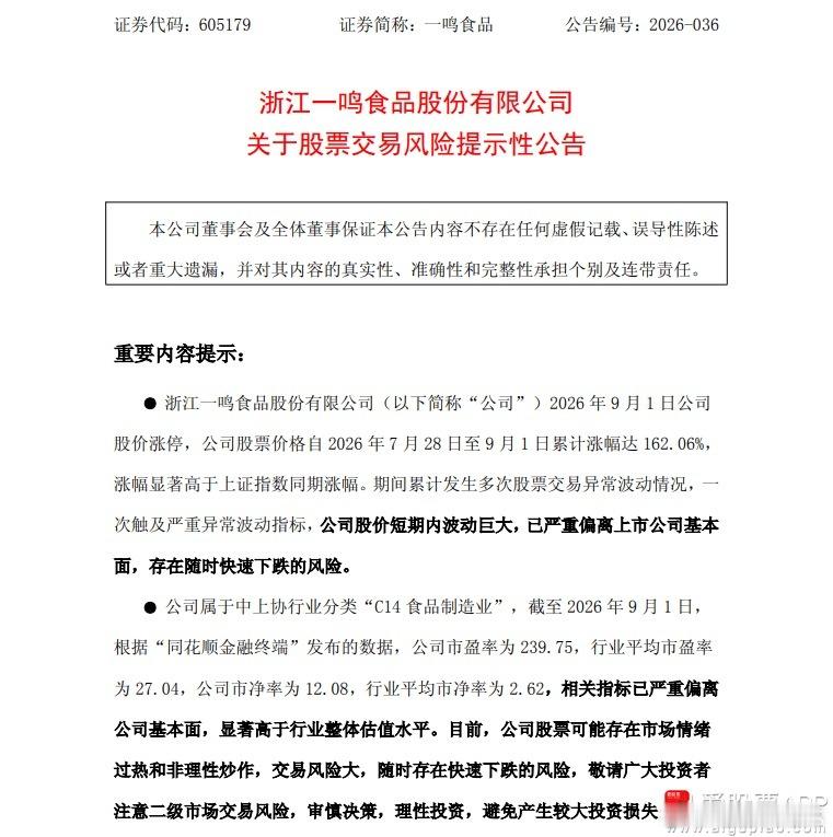 a股财经 【今晚多只大牛股公告 随时存在快速下跌风险】多只牛股提示风险！今日晚间