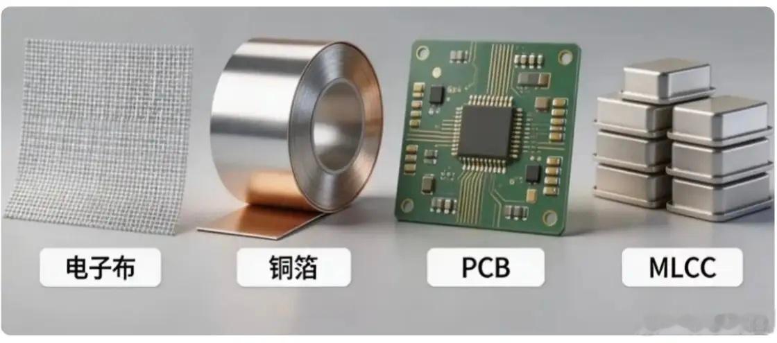 四样东西，在一条船上电子布，铜箔，PCB，MLCC 