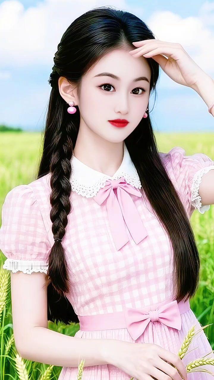 清纯甜美 邻家女孩 甜美女孩 在希望的田野上 田园风光无限好