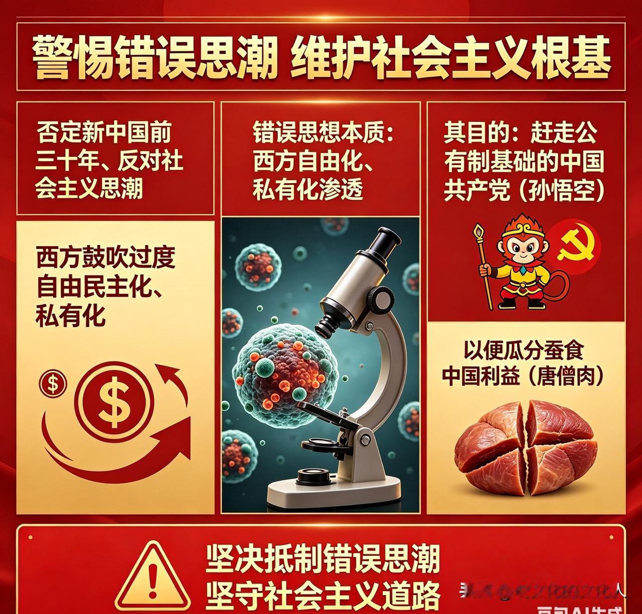 我们应当警惕当今社会上，否定新中国前三十年、反对社会主义的错误思潮。

有人好像