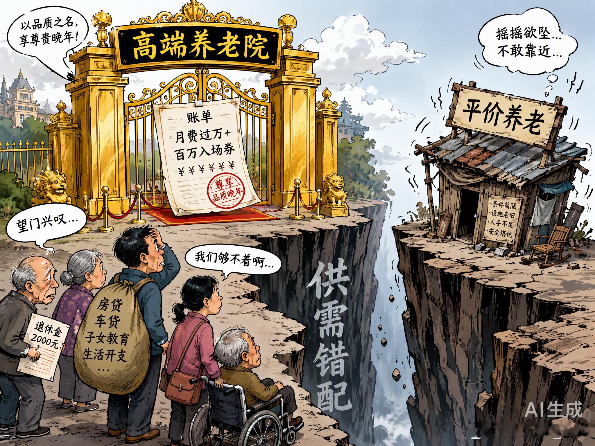 高端养老院的报价单，像极了奢侈品专柜的标签，明晃晃地写着“非请勿进”。月费过万只