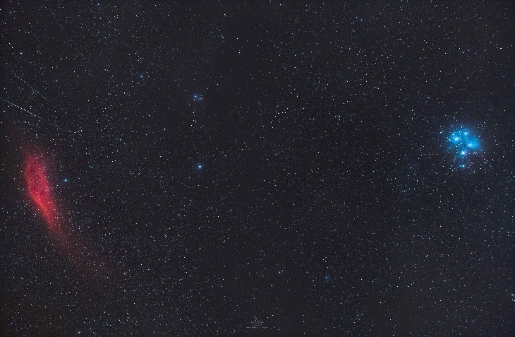 #每天一天文图# 北金牛座流星雨、昴宿星团和加利福尼亚星云 ​​​