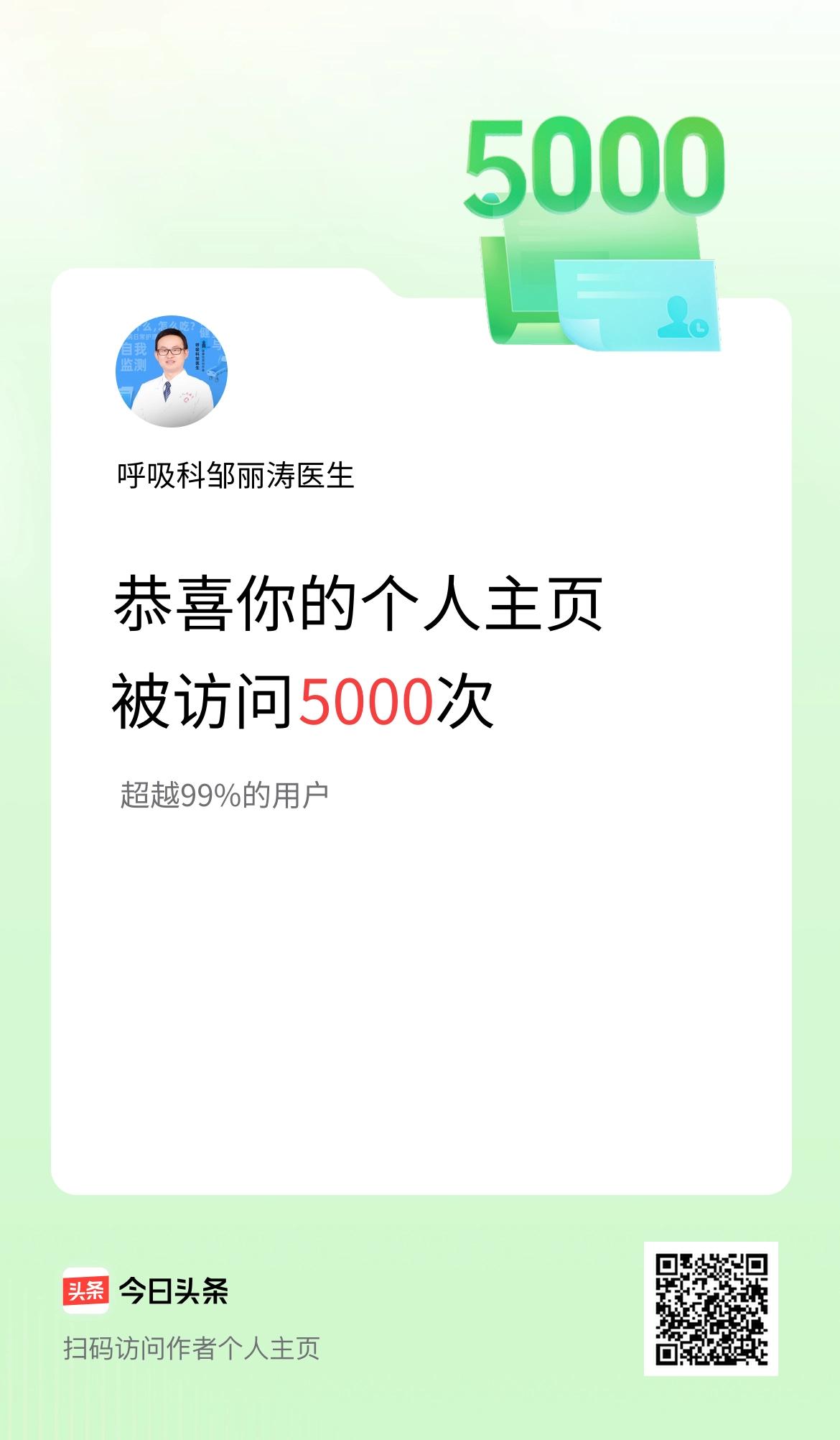 我的头条个人主页被访问5000次啦！