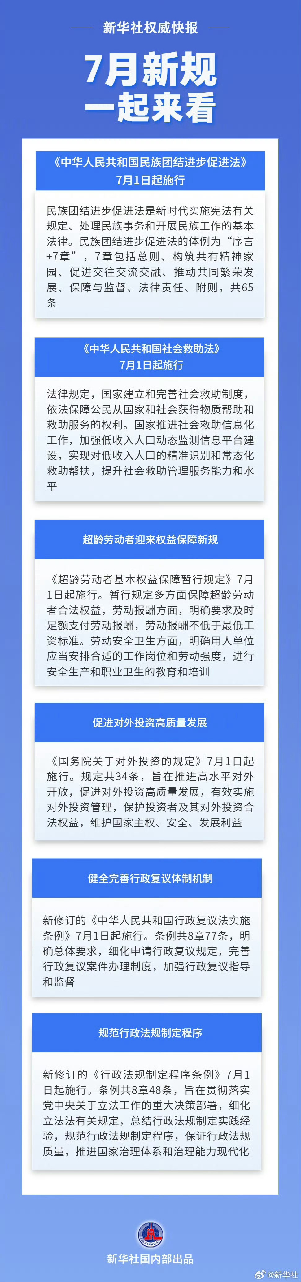 7月起一批重要法律法规将施行一起来看