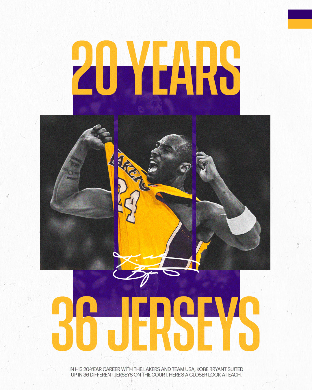 20年 36 件球衣倾其所有用行动和热爱诠释一日紫金终生湖人💜💛这就是科比[