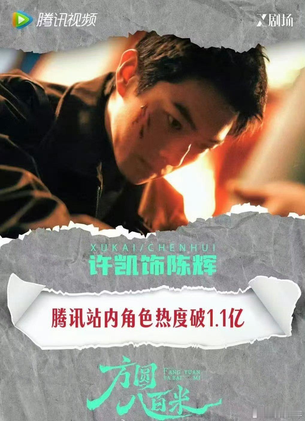 许凯陈辉角色热度破1.1亿了许凯方圆八百米角色热度破1.1亿了热度破亿实力见证，