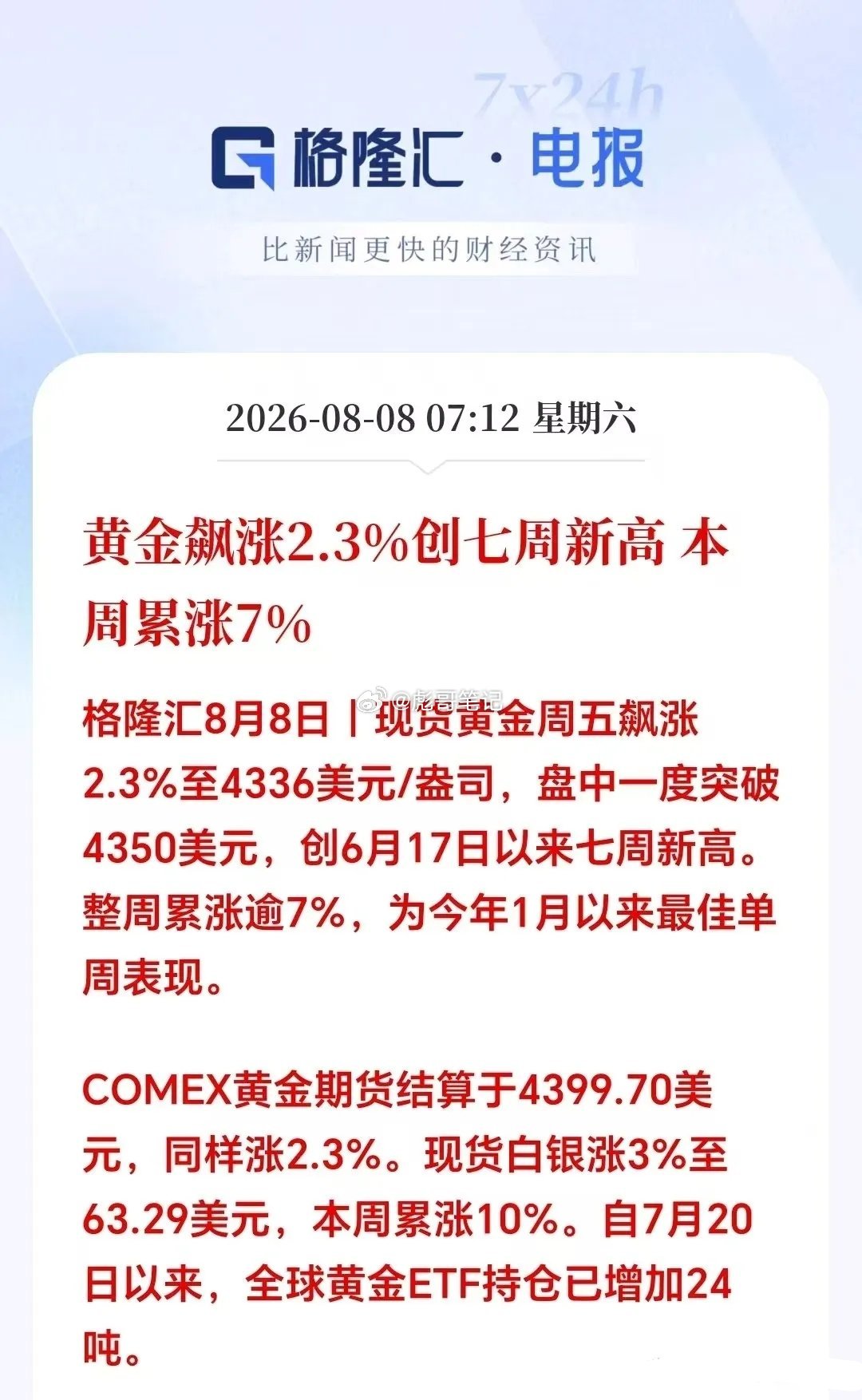 周末两大重磅突来！黄金板块狂涨，贵金属主升浪正在推进！下周将上演大级别反攻！国际