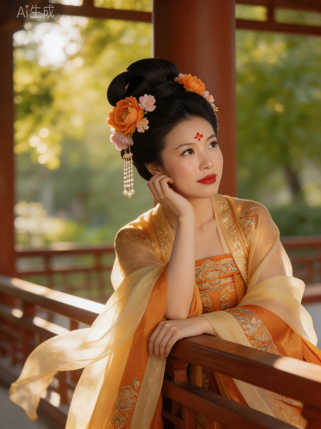 AI国风文化大片 国色天香「明媚鎏金」风格让我秒变牡丹仙子，汉服加身，雍容华贵~