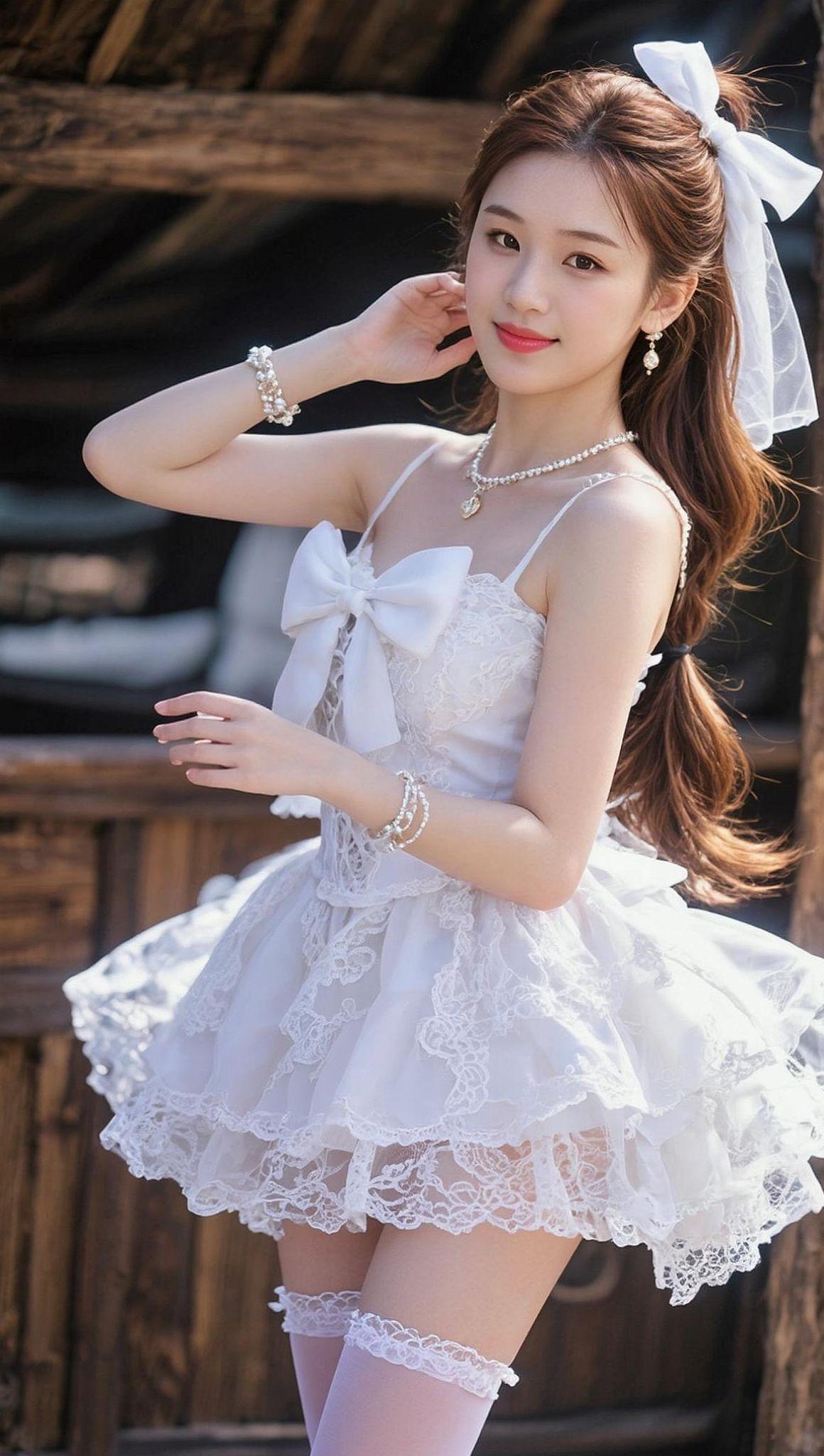 甜美的洛丽塔风格，像是一场关于童真的梦境。蓬蓬的裙摆，精致的花纹，仿佛能听见裙摆