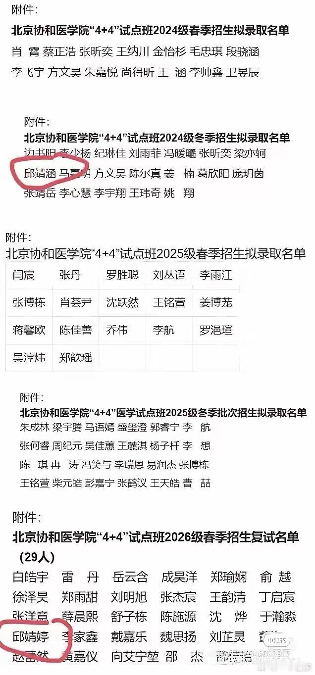 网上流传的两份名单协和往年4加4录取名单恢复显示 热点梳理 ​​​