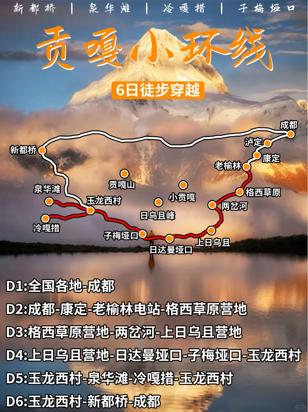 贡嘎环线6-8日游徒步穿越保姆车行程攻略