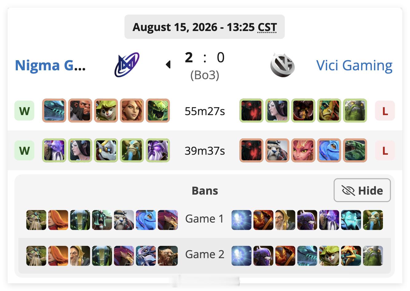 TI 2026瑞士轮小组赛第四轮2-1组，BO3第二局Vici Gaming败给
