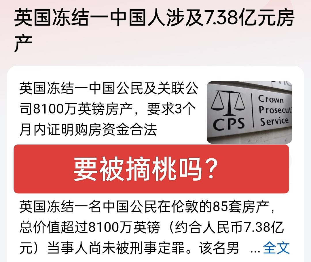 7.38亿！中国在逃嫌犯伦敦85套房被英冻结，黄金护照也藏不住非法资金！

英国
