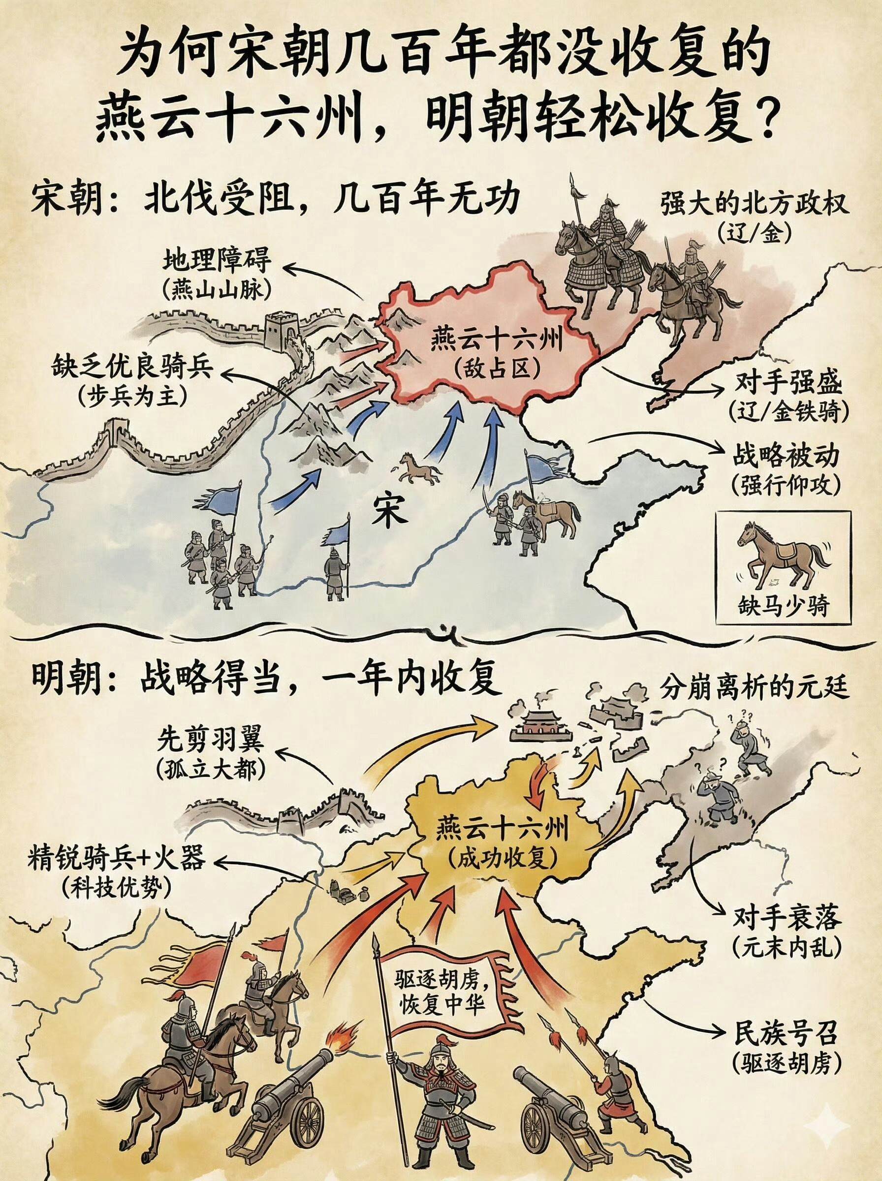 宋朝几百年没收复的燕云十六州明朝轻松收复？ 