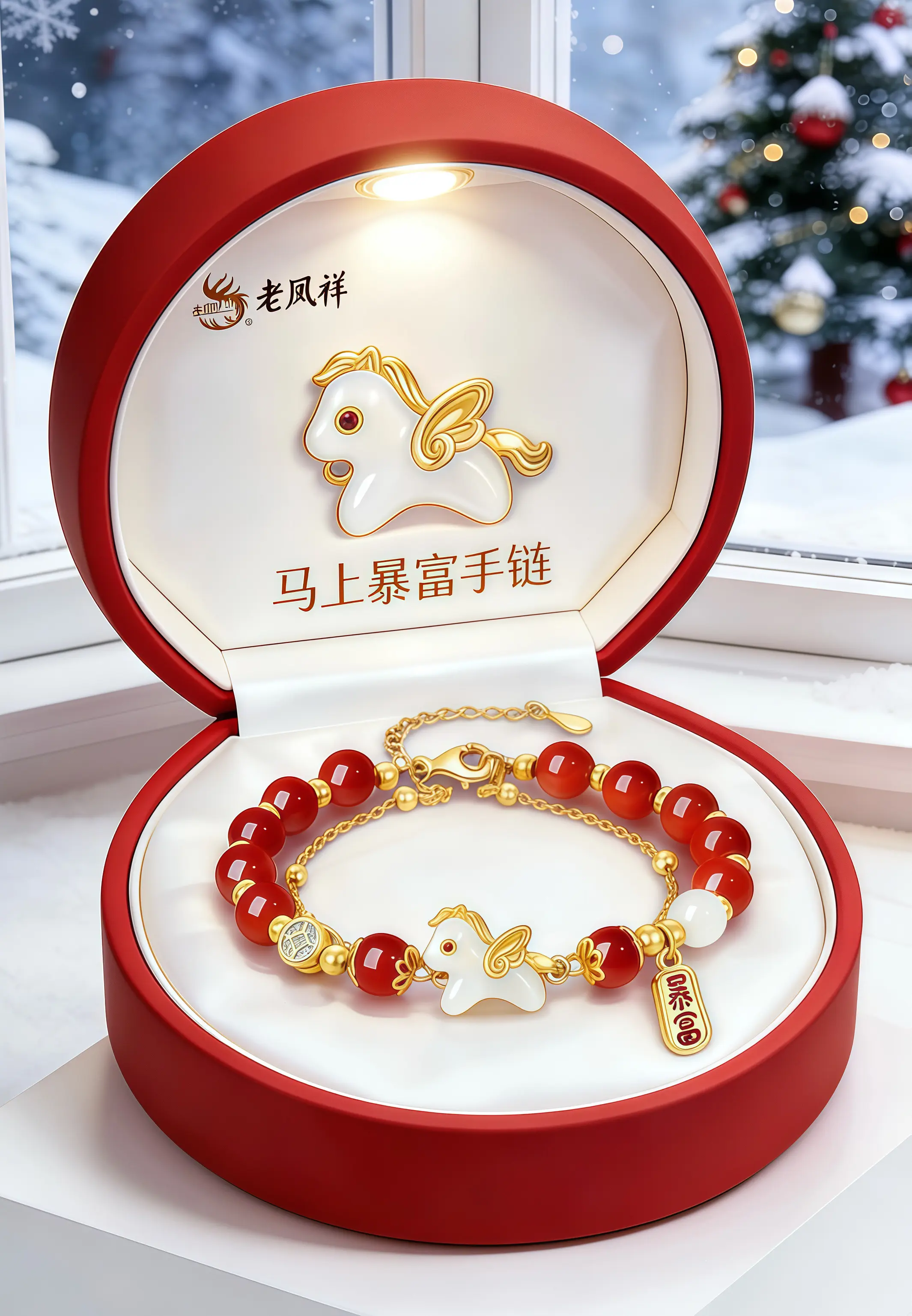 马年本命年的仪式感，全靠这串红玛瑙手链撑住！红玛瑙衬得肤色通透，足金小...