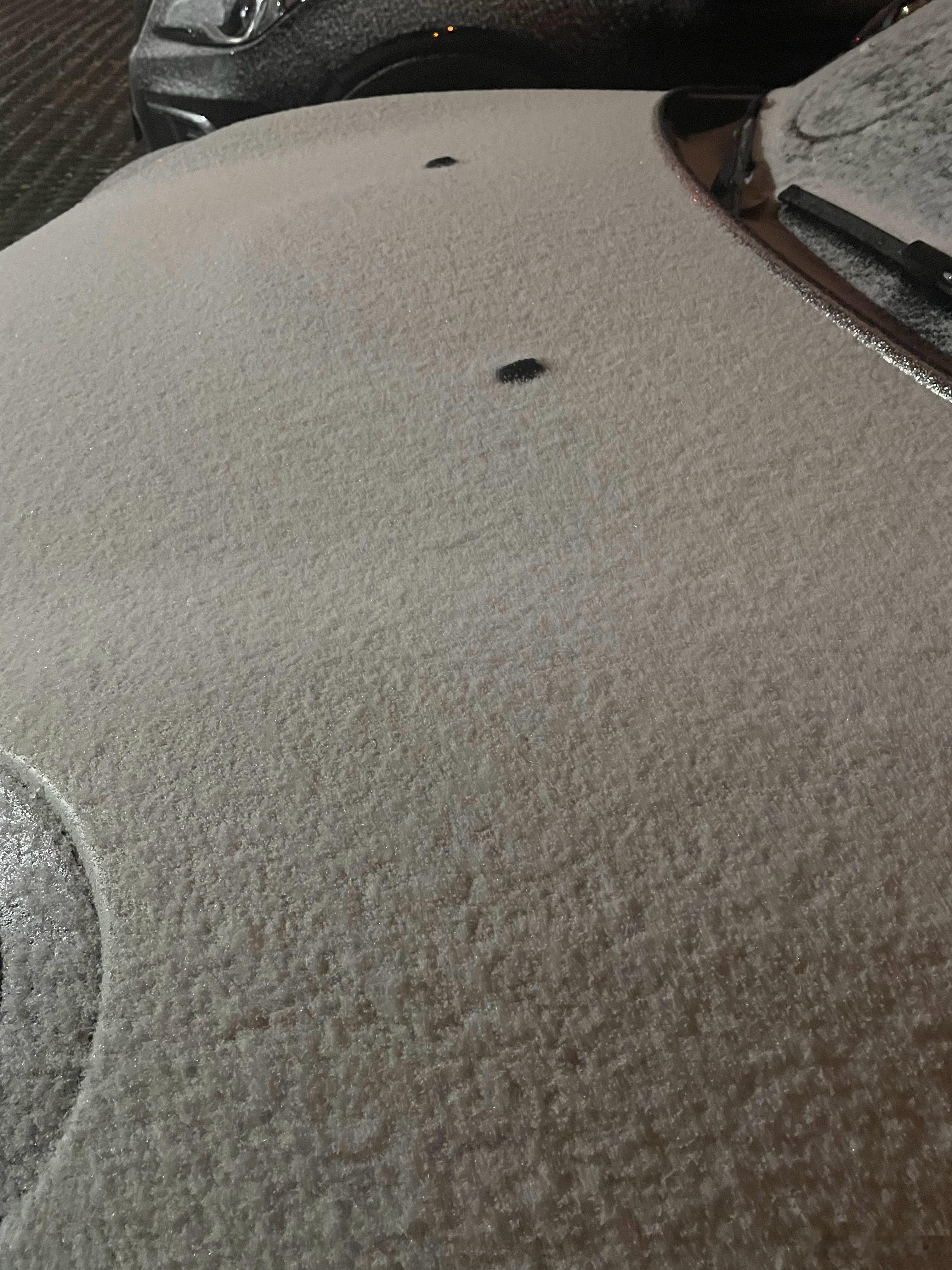 东北的大雪没看到，看点小雪花。早上还不怎么冷，晚上确实温度低点了，能堆起来 