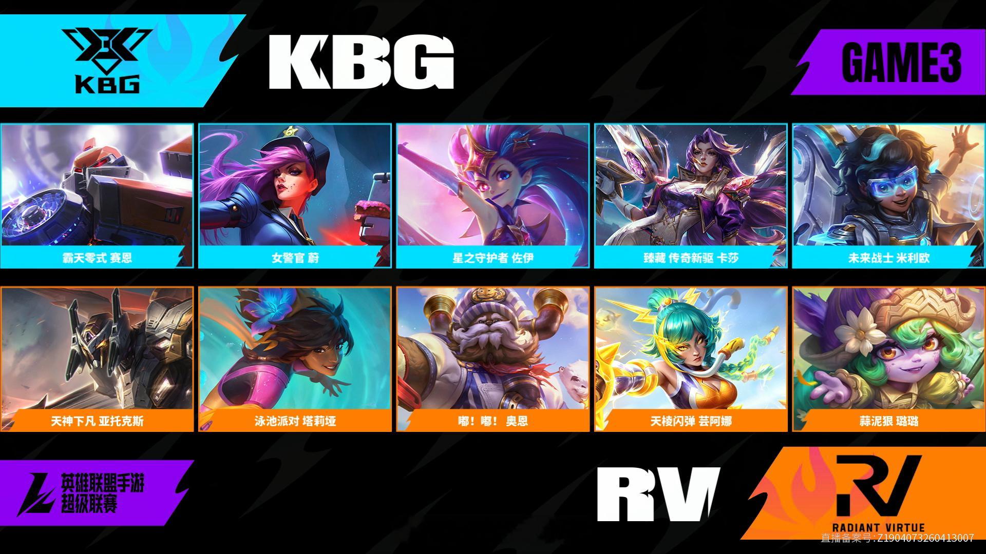 RV对阵KBG淘汰赛第三场BP2026WRL夏季赛英雄联盟手游赛事英雄联盟手游超