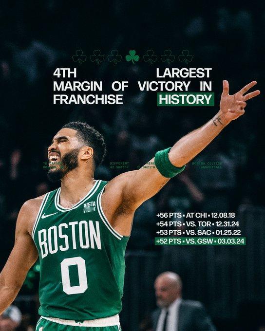 有史以来最爽的一场胜利之一☘️☘️☘️✅队史最大半场领先优势：44分✅上半场打出