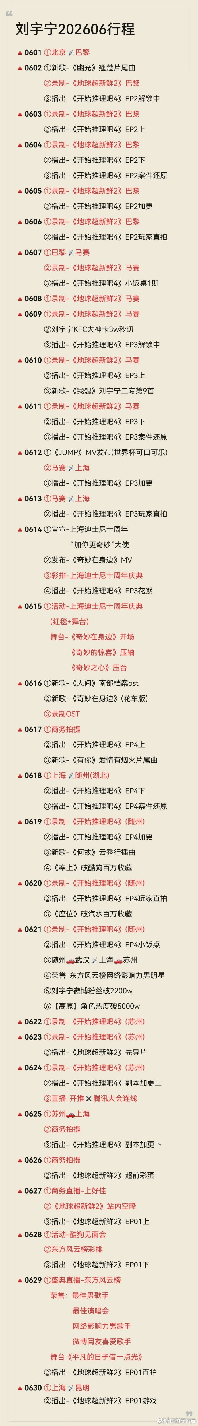 刘宇宁高精力人群看完刘宇宁六月所有工作，才懂什么叫高精力人群，全程无休。光是六月
