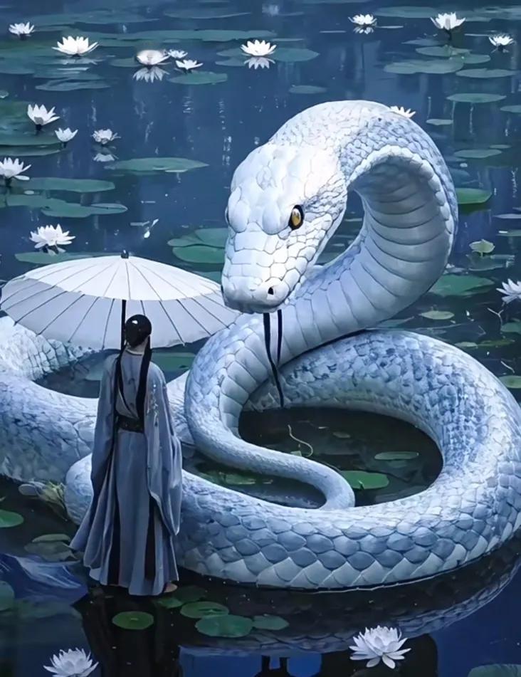 仙气缭绕的湖畔，白蛇与仙子共舞。误入仙境见仙女 仙境奇缘人间