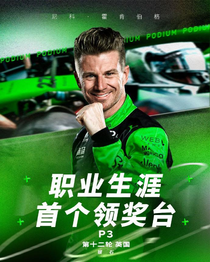 霍肯伯格生涯首次领奖台 哈哈哈，太贴切了！F1电影简直就是霍肯伯格的纪录片啊，从