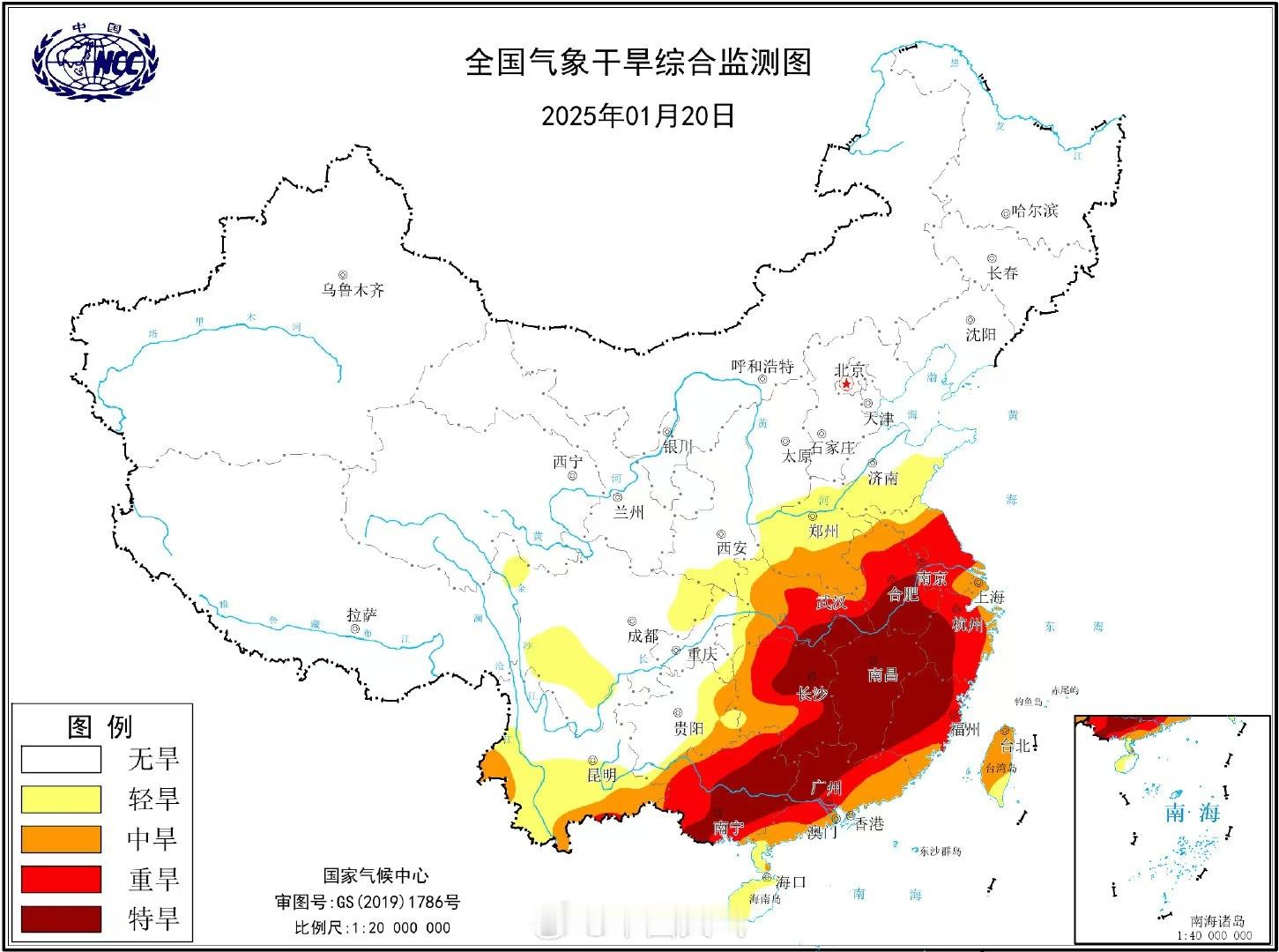 【 南方多地告急江西特旱形势严峻 】 根据昨天的气象干旱监测图，目前我国南方多地