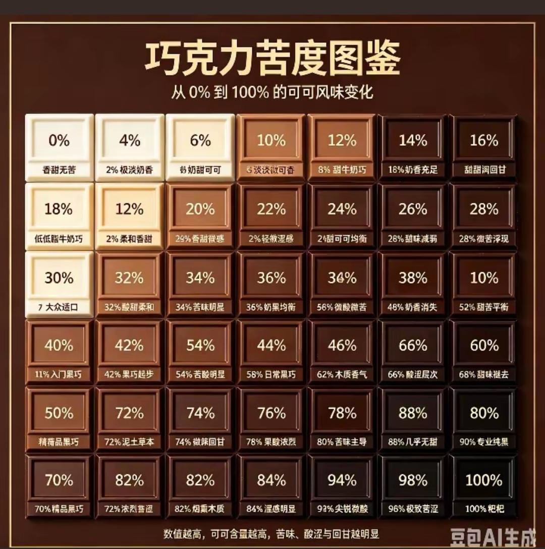 巧克力真的有那么苦吗？
八款高可可（苦度）巧克力对比（1‑8，1000分满分）