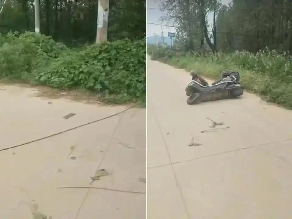 商砼车司机见路面不平，好心补路后拉绳警示，结果，村民骑车路过遭绳勒喉窒息死亡，这
