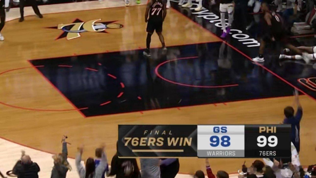 库巴缺阵，格林伤退，埃奇库姆补篮绝杀，末节勇士差点完成24分大逆转，勇士98-9