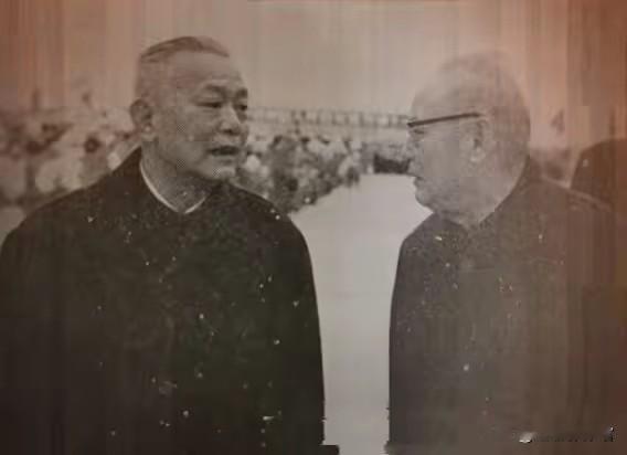 这是李先念与叶剑英的历史合影，两位功勋卓著的老一辈领导人驻足交谈。历经革命烽火，