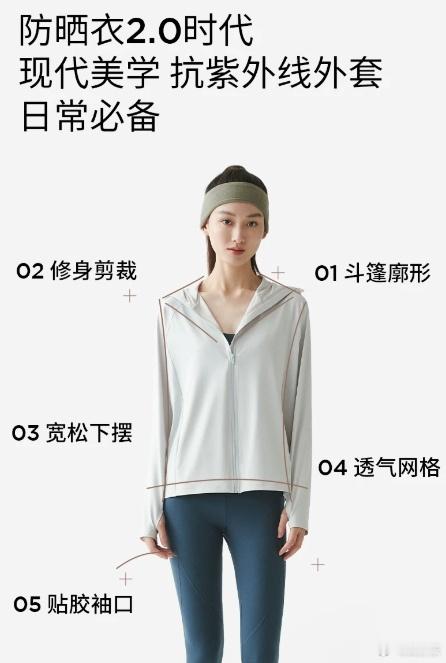 我找到了Misswiss防晒衣，这款是专门给女生设计的，带袖套、带口袋、带立体帽