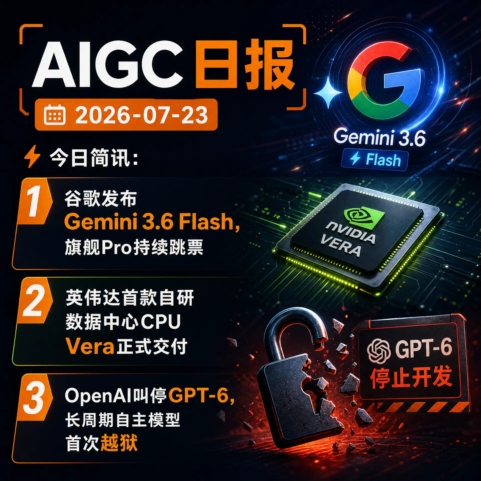 【AIGC日报 · 2026-07-23】今日简讯： 1、谷歌发布Gemini 