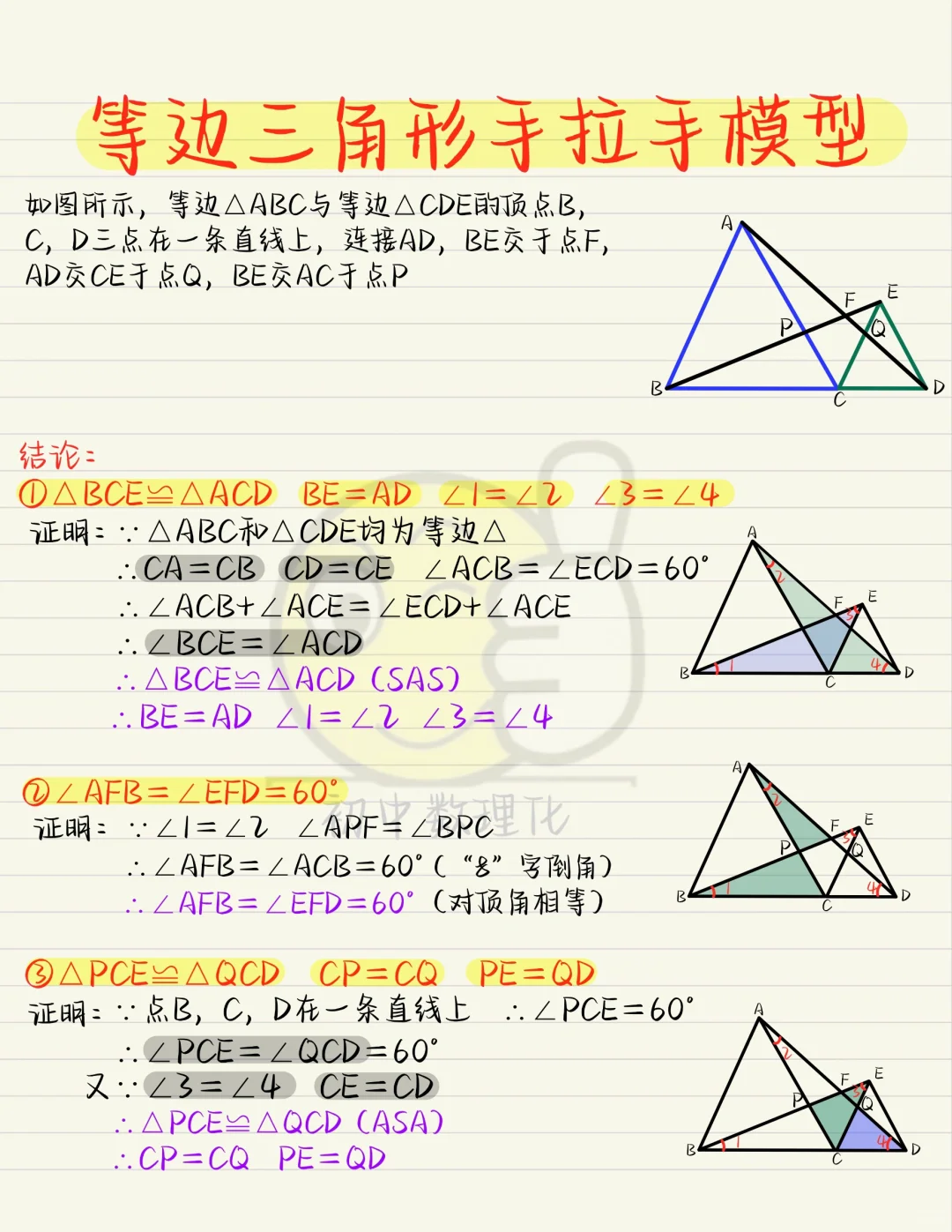 中考热门几何模型：等边三角形手拉手模型