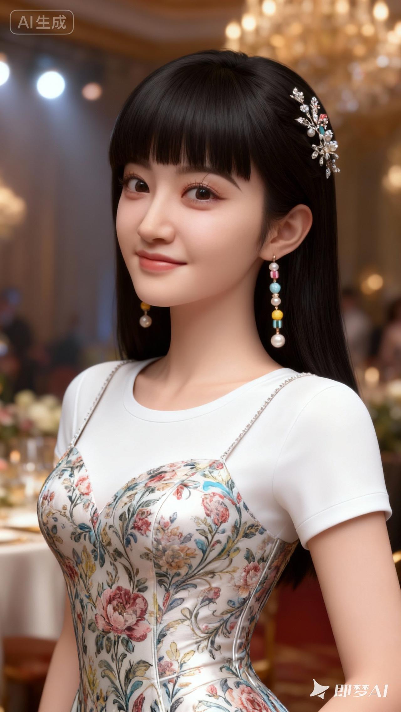 梦幻婚礼上的优雅新娘，精致妆容与华丽服饰相得益彰。