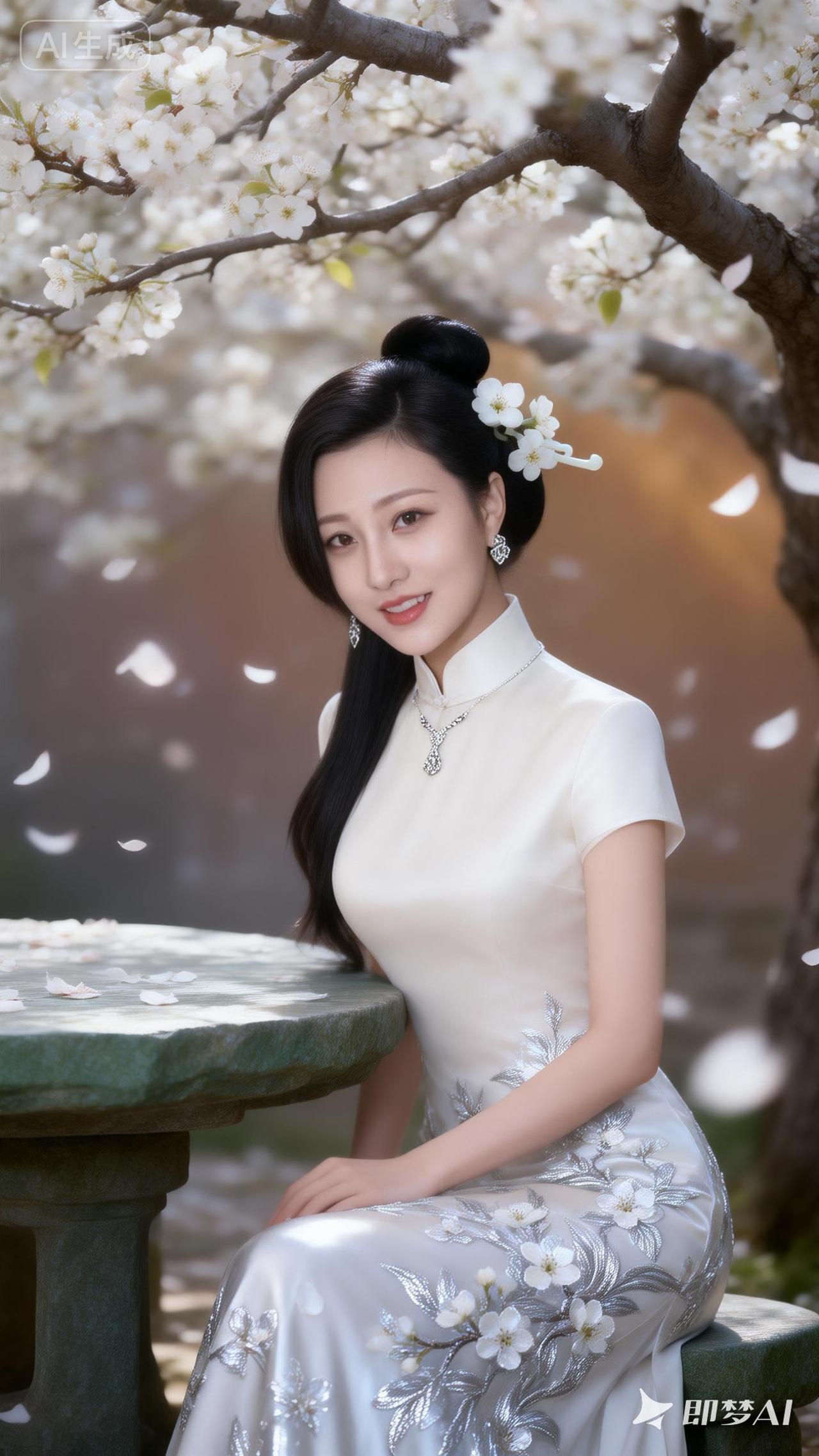 樱花树下，古风美人，优雅动人