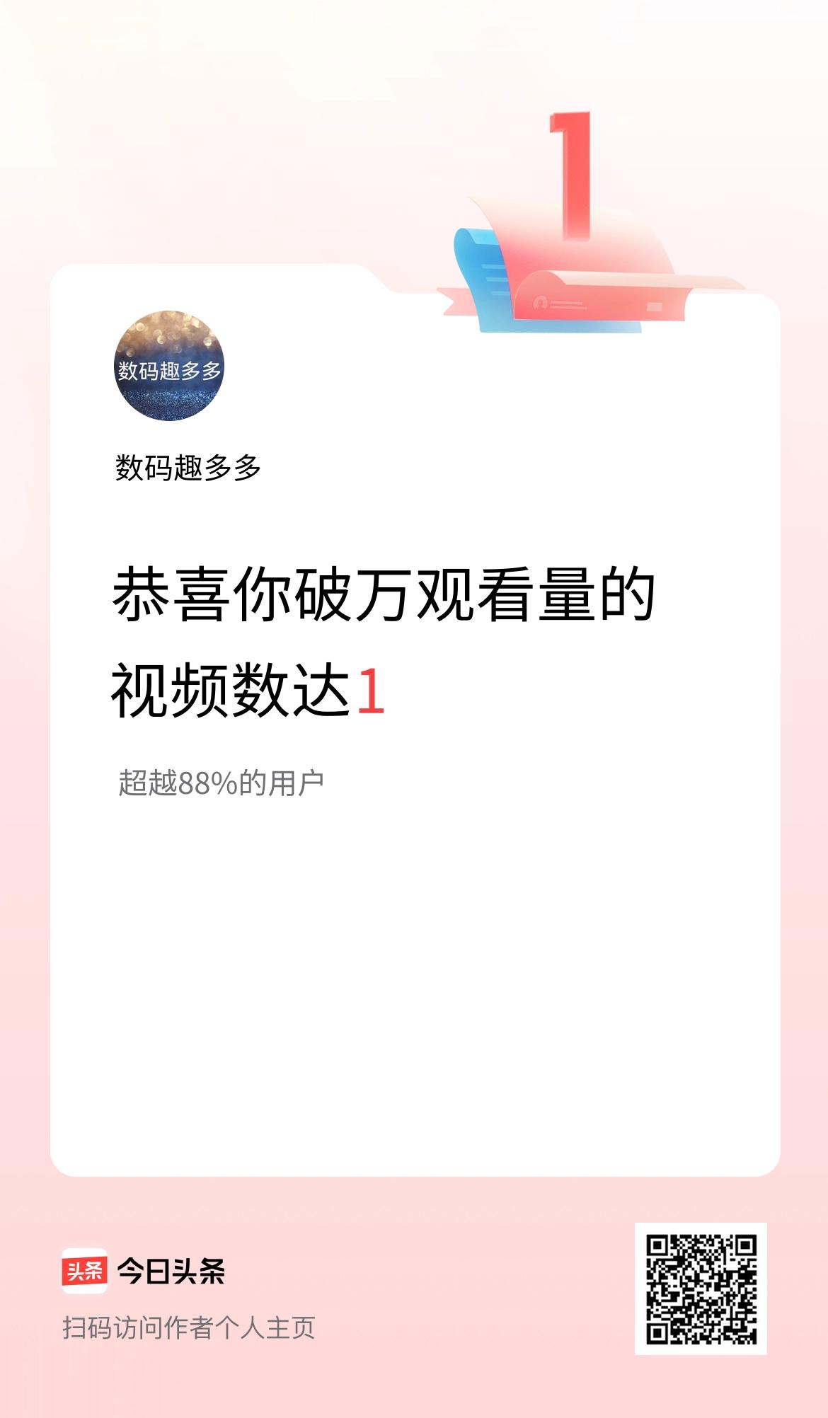 我在头条有1条视频播放量破万了！