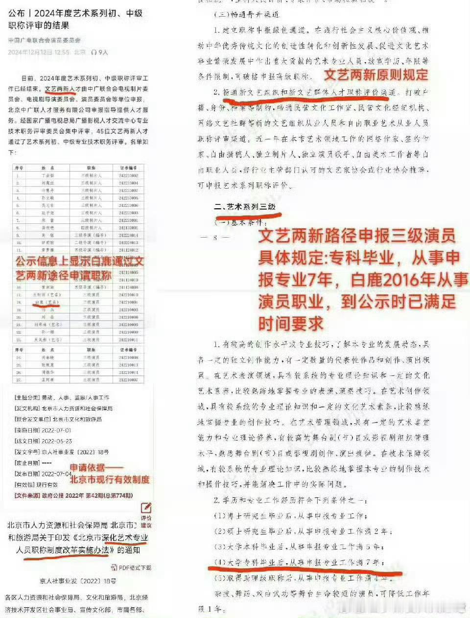 白鹿母校发文三级演员申报符合规定 