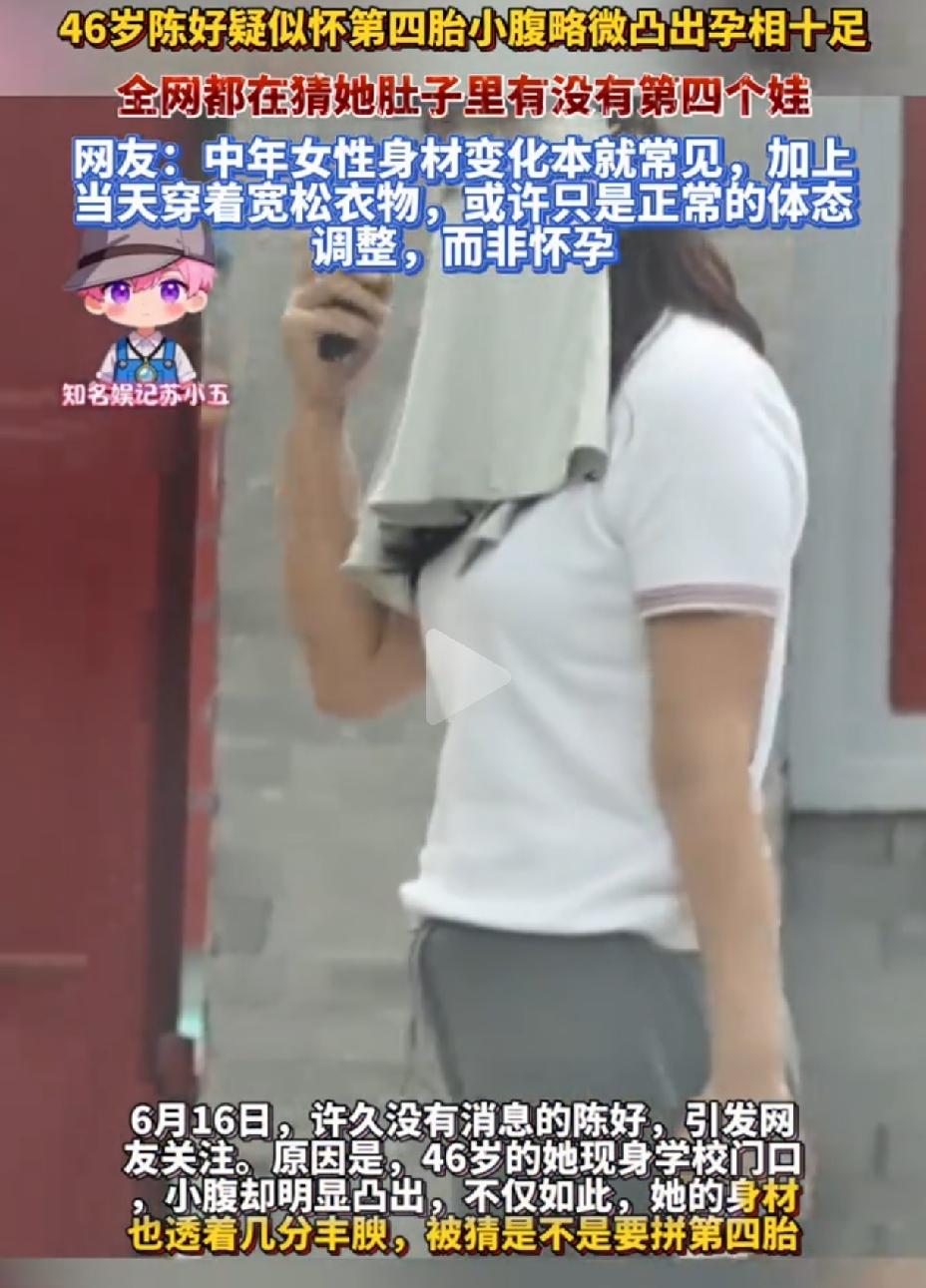 陈好小肚子有点明显，被猜疑是怀孕了，这种肚形，现实中的中年妇女大部分都是这样子，
