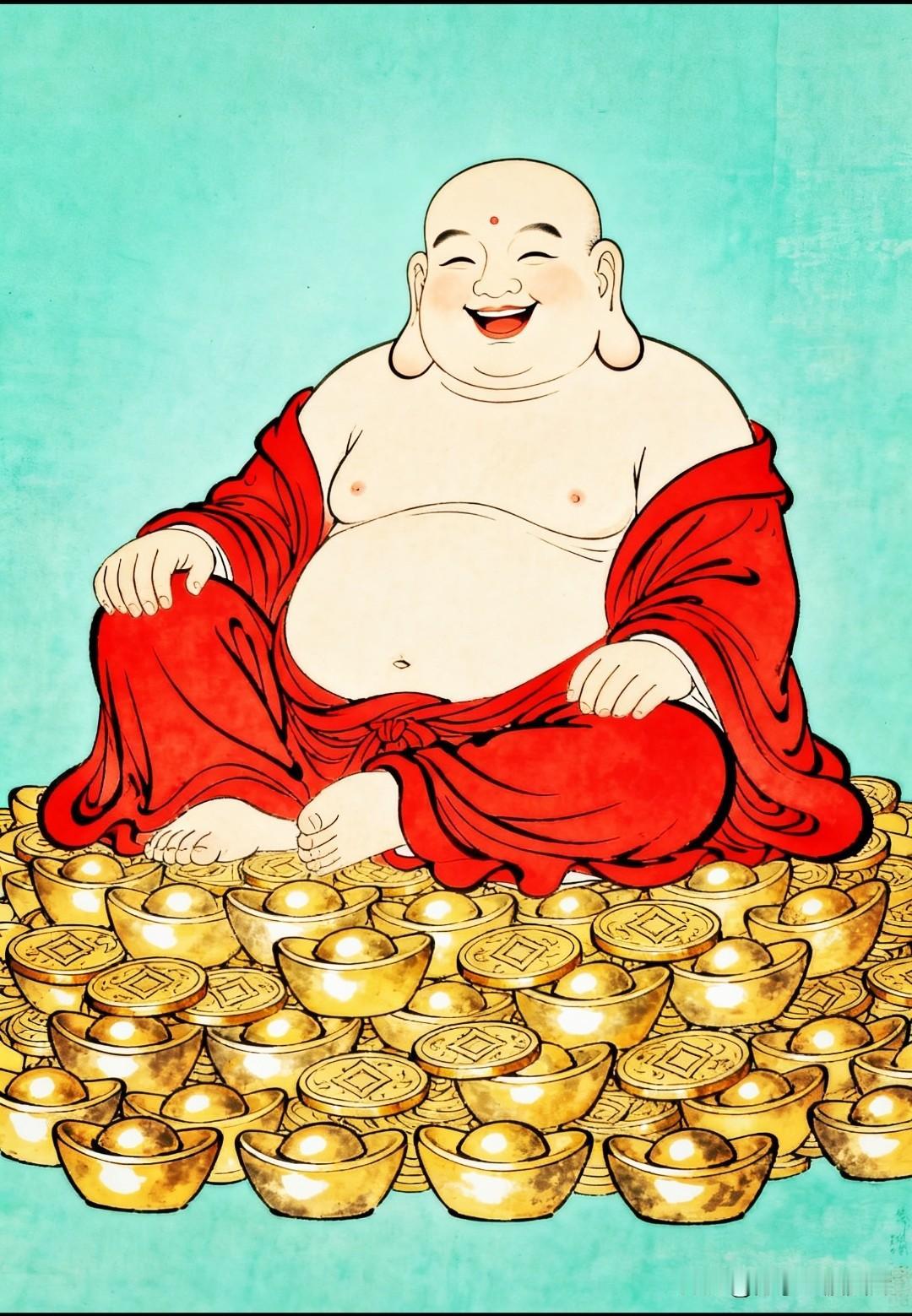弥勒笑开颜，坐拥百财年。