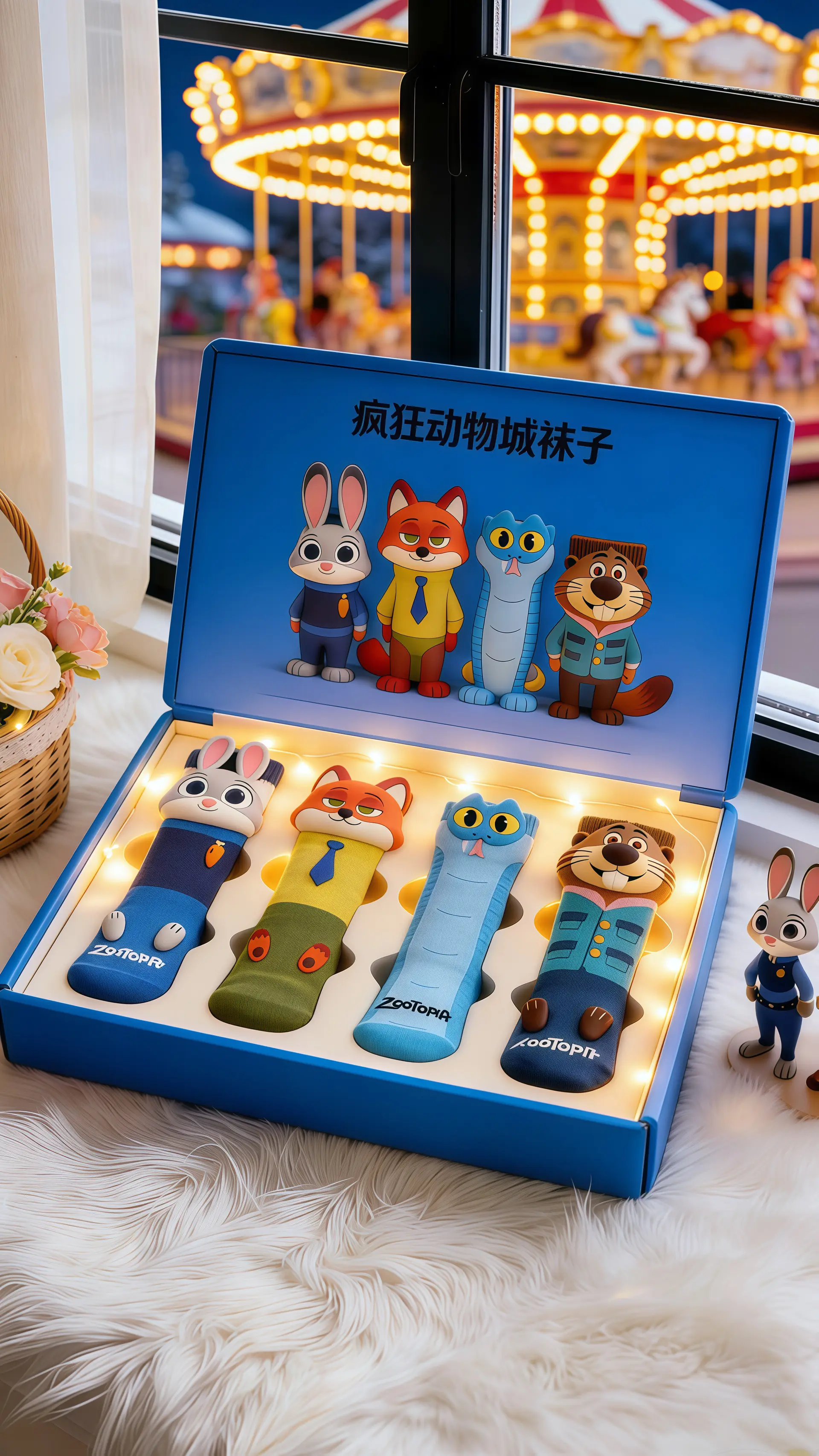 疯狂动物城朱迪尼克 可爱袜子 儿童袜子 袜子穿搭