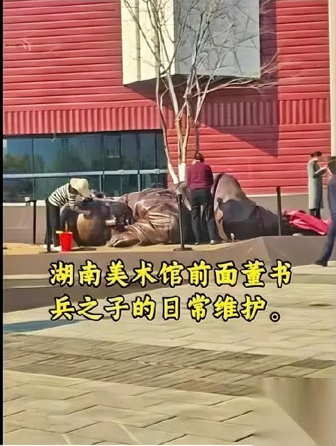 28个“大地之子”集体趴窝，免费洗澡？

长沙美术馆旁那尊泥娃娃又被冲水，镜头里