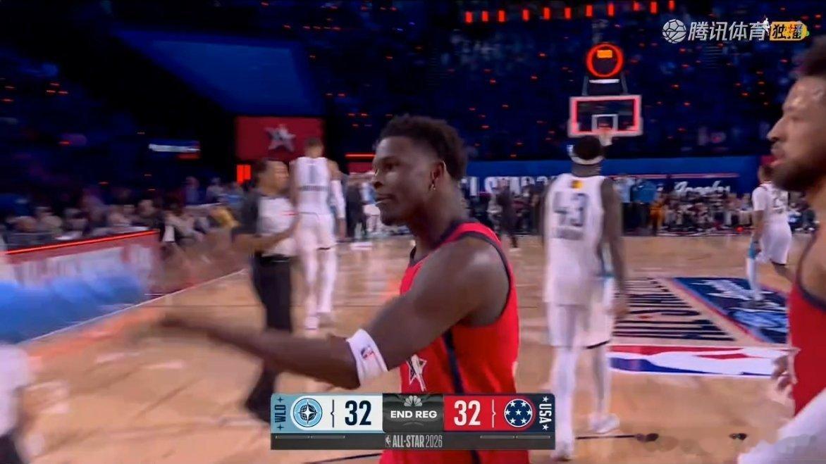 爱德华兹绝平，第一场32-32平！2026nba全明星