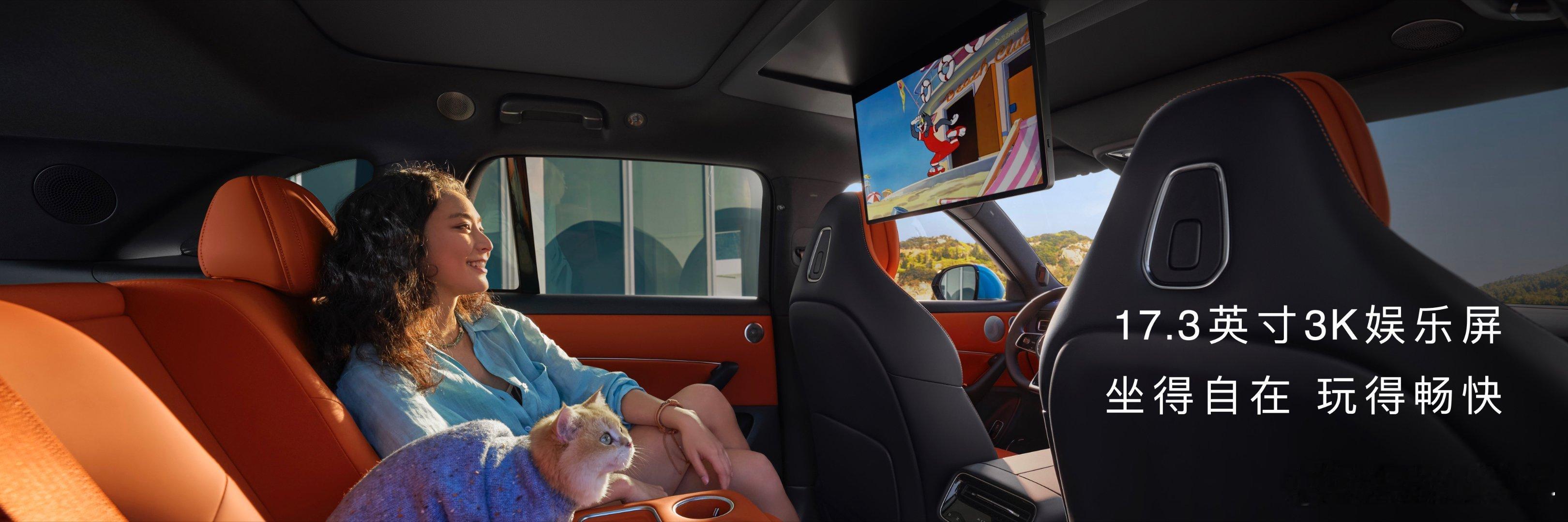 问界M6后排搭载17.3英寸娱乐屏，让后排乘客坐得自在、玩得畅快。创新智控旋钮可